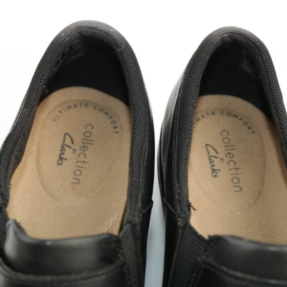 Clarks Womens Angie Pearl Loafers Size 7 M Black Leather Booties Shoe Block Heel - Picture 9 of 12